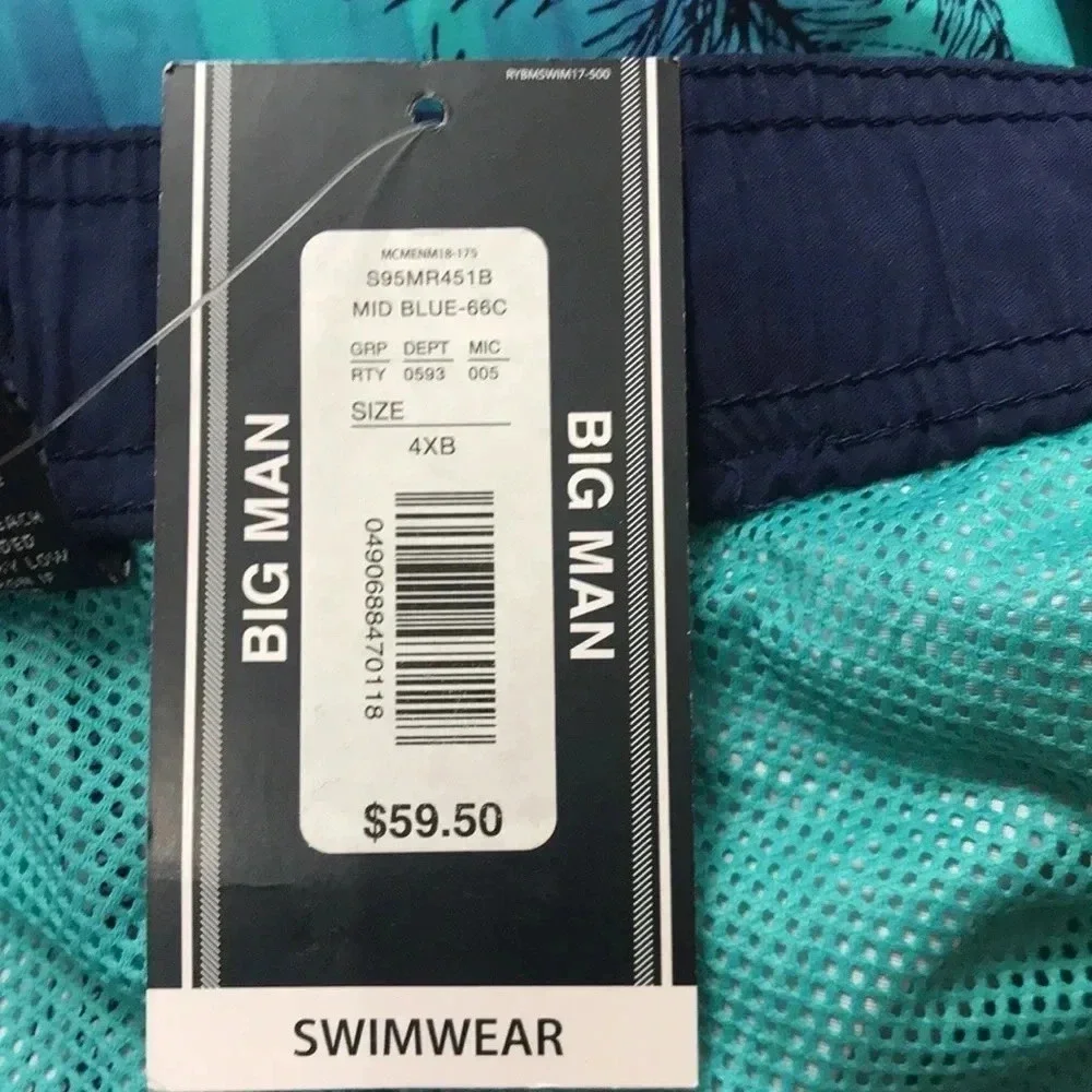 NWT ROUNDTREE‎ & YORKE MENS 4XB SWIMSUIT. 52Wx24”L